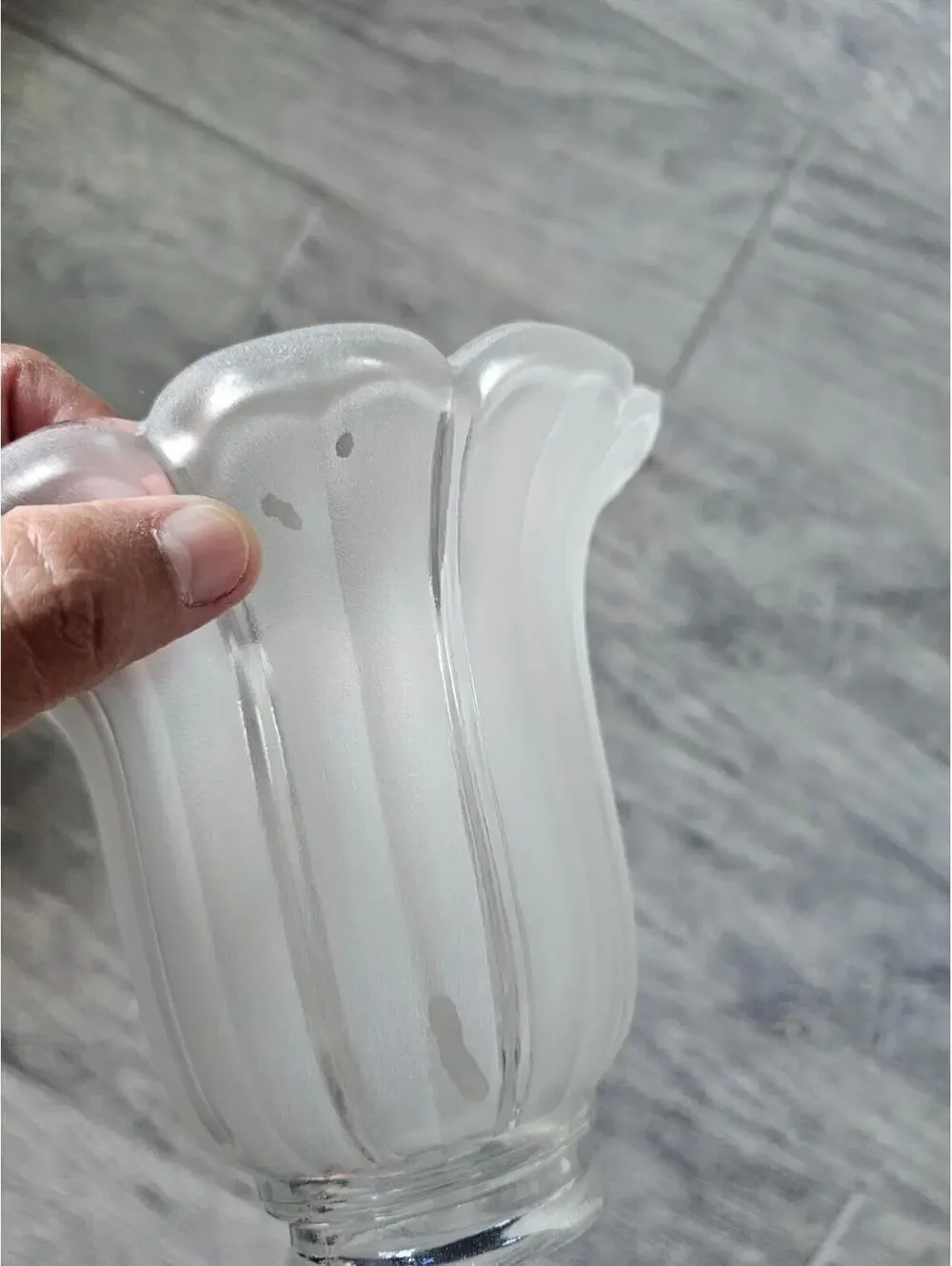 (2pc) Vintage Fluted Frosted Glass Tulip Light Fixture Globe 5.5